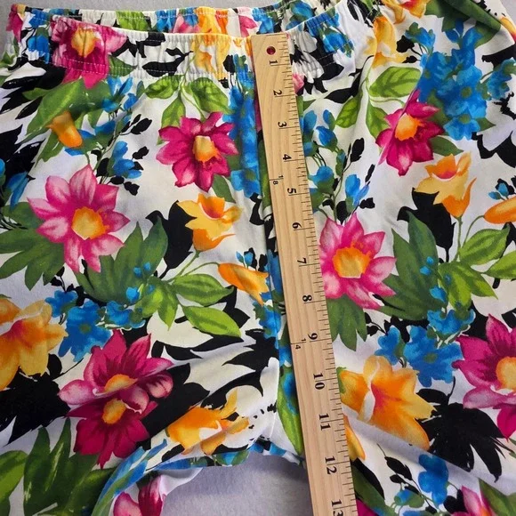 White Stag Womens Large 12/14 Garden Floral Elastic Waist Cotton Blend Pants - Picture 6 of 8